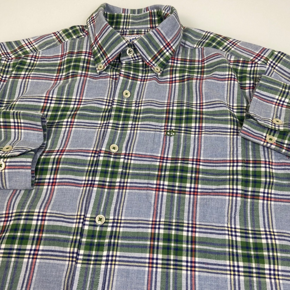 Southern Tide Mens Small Blue Plaid Button Down Shirt Lightweight Flannel Cotton